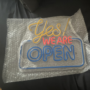 LED Acrylic Illuminated Sign "Yes! We Are Open" USB Powered Multi-Color