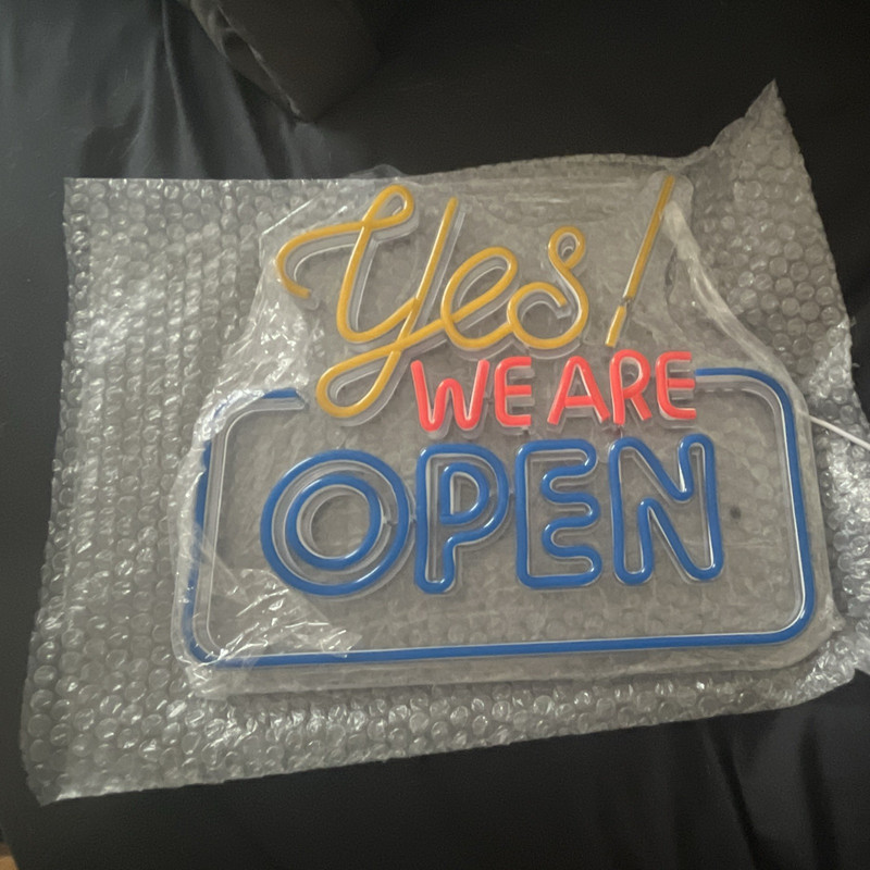 LED Acrylic Illuminated Sign "Yes! We Are Open" USB Powered Multi-Color