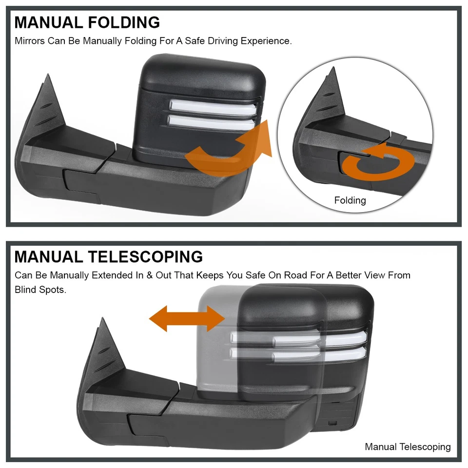 Fits 2007-2013 Chevy Silverado Sierra 1500 Power Heated Tow Mirrors LED Signal - Изображение 4 из 4