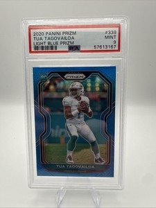 2020 Panini Prizm Tua Tagovailoa Light Blue Prizm ROOKIE #339 PSA 9