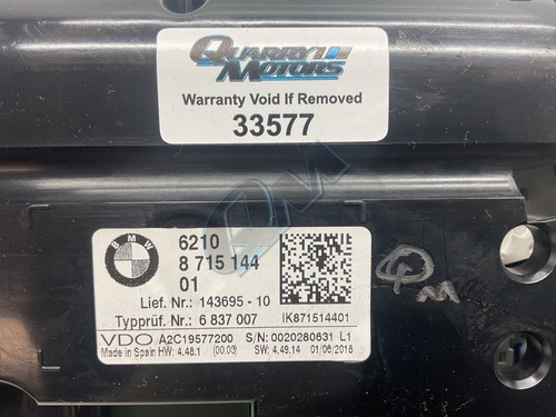 BMW Serie 1 2 F20 F21 F22 F23 LCI F48 F39 Tachimetro Speedo MPH 8715144 - Foto 4 di 6