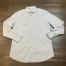 CHARLES TYRWHITT Dress Shirt 17/36 Extra Slim Fit French Cuff Blue Pink Stripes