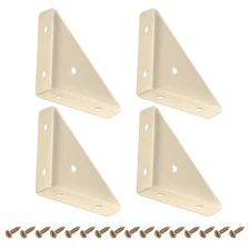 4pcs Angle Corner Brackets Cold Rolled Steel Braces Joining Support Beige
