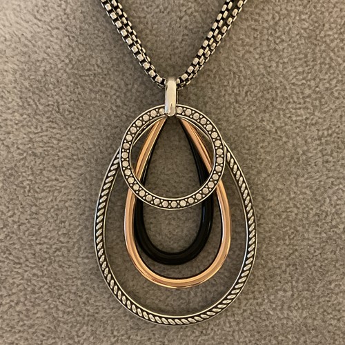 ELEGANT BRIGHTON NWT NEPTUNES RINGS BLACK CONVERTIBLE PENDANT STATEMENT NECKLACE - Picture 2 of 18