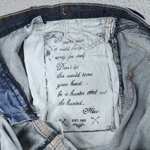 AKOO Jeans Mens 42 Blue Denim A King of One Self Faded Wide Leg Baggy - Picture 13 of 24