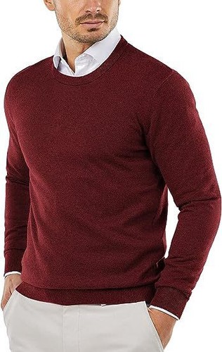 Men Round Neck Sweater Ribbed Knit Slim Fit Casual Long Sleeve Pullover Top - Bild 17 von 32