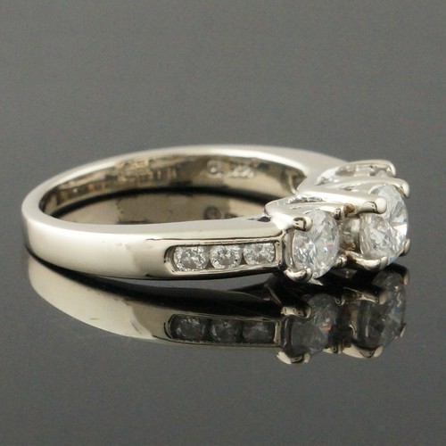 Solid 14K Gold & 1.04 Cttw 3 Stone Diamond Wedding Band, Anniversary Ring - Picture 2 of 9