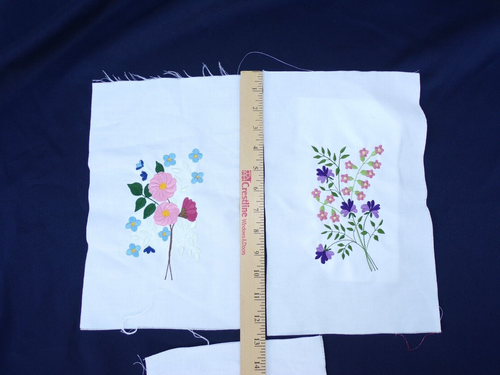 3 Edredón Huérfano Bordado a Máquina Cuadrados Flores Floral Blanco 7.5" x 12.5" - Imagen 7 de 11