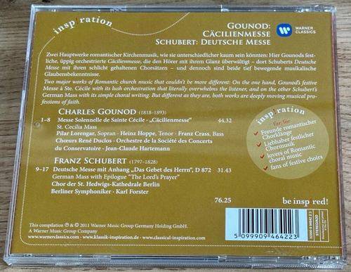Cäcilienmesse v. Gounod, Deutsche Messe von Franz Schubert, CD, guter Zustand - Bild 2 von 2