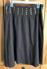 TORY BURCH 4 Brown Lightweight Brown Lined Skirt with Bronze Decoration