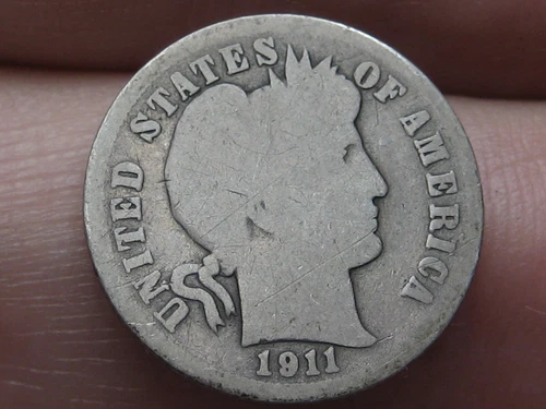 1911 S Silver Barber Dime- San Francisco, About Good Details