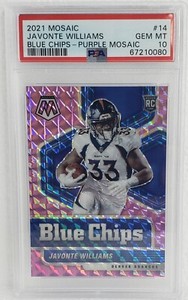 Javonte Williams RC  2021 Mosaic Blue Chips Purple /49 PSA 10 Broncos Rookie