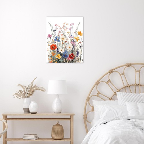Rustic Vintage Colorful Wildflower Abstract Wall Art for Bathroom Living Room - Picture 12 of 15