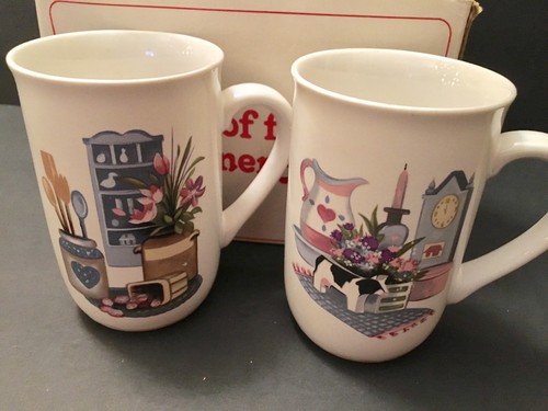 Designer Mugs Cups Set of 4 Boxed Made in Korea Ceramic Home Decor New NIB - Picture 3 of 5