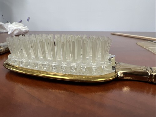 Vanity Hand Mirror, Brush, Comb Set Fair Condition Gold Tone - Picture 10 of 20