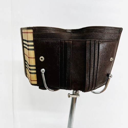 Classic Burberry Vintage Check Archive Beige/Brown Leather Convas Card Case(B81 - Picture 5 of 10