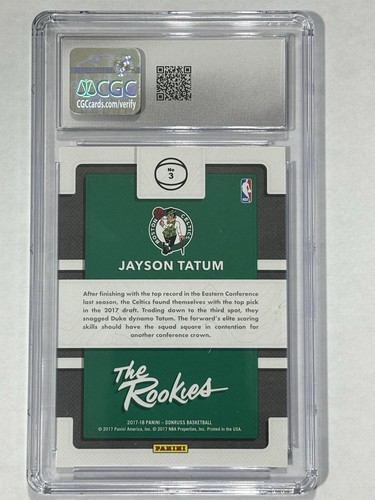 2017-18 Panini Donruss - The Rookies #3 Jayson Tatum (RC) CGC 9 Mint Celtics - Picture 2 of 2