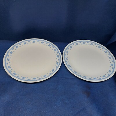 Vintage Corning Corelle ''Morning Blue'' Set/2 Dinner Plates Retired Pattern USA 