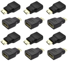 12x Mini HDMI Male to Standard HDMI Female Adapters Gold Plated HDTV 4K 1080p