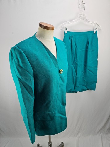 Kasper Women's Green 2 Piece Skirt Suit 8 - Picture 2 of 6
