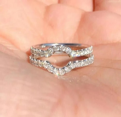 Anello Protezione Avvolgitore Diamante Taglio Rotondo 2Ct Creato in Laboratorio 14k Bianco Placcato Oro 14k - Foto 3 di 5