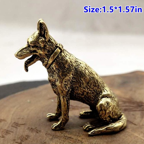 1PC Ottone Shepherd Cane Statua Husky Figurina Ornamenti Scultura Arredo Casa - Bild 1 von 7