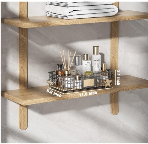 Bathroom Organizer Basket, Bathroom Counter Organizer - Metal Small Gray - Picture 3 of 8