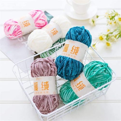2 Pack 200g Chenille Velvet Yarn Thick Warm Crochet Knitting DIY Craft - Picture 5 of 8
