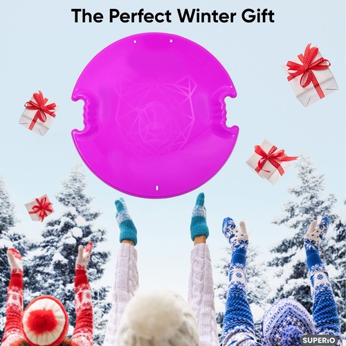 Superio Round Snow Saucer Sled, 4 Pack Fuchsia Pink 26" Disc for Kids and Adults - Picture 5 of 6