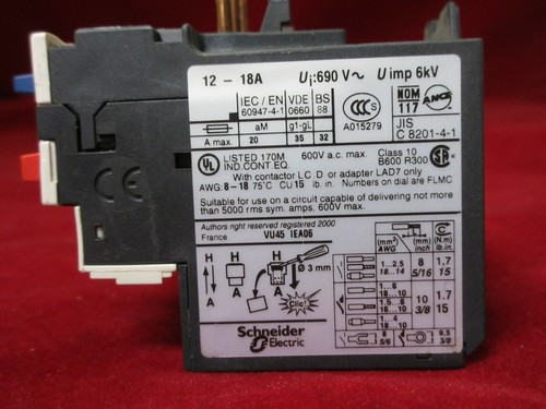 Telemecanique France LRD216 Thermal Overload Relay 12~18A 3PE - Picture 2 of 2