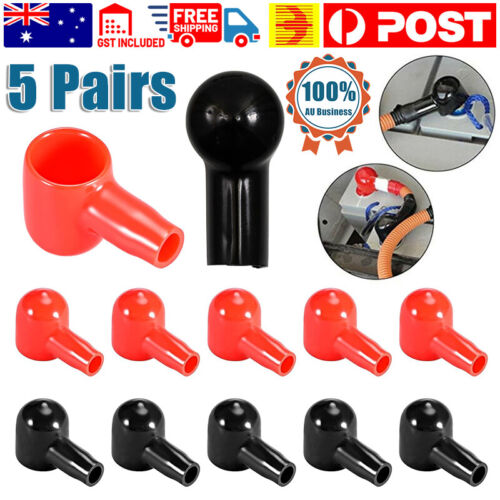 Battery Terminal Insulating Rubber Protector Covers 14mm x 6mm Red Black 5 Pairs - Picture 1 of 10