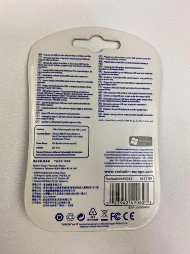 Verbatim Pin Stripe USB Drive 8GB NEW Sealed Package - Afbeelding 2 van 2