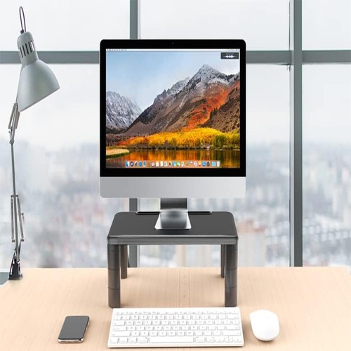 X4 Computer Desk Monitor Stand Riser with Height Adjustable Feet Office Storage - Picture 8 of 8