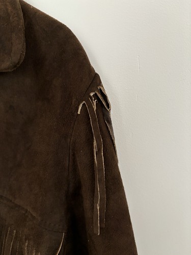 Vintage 1970s Suede Fringe Brown Jacket Sz Med. - Picture 5 of 7
