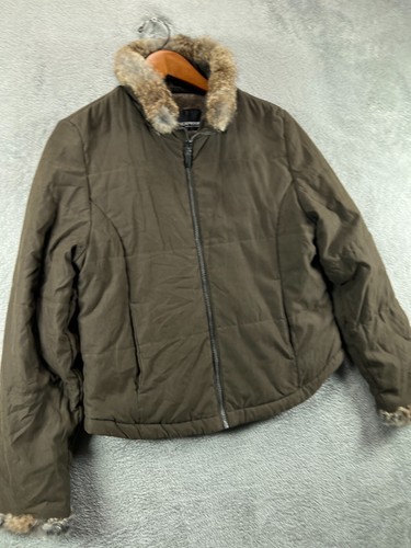 Weatherproof Fur Trim Quilt Jacket Womens Medium Brown Softshell Fleece Line VTG - Picture 11 of 13