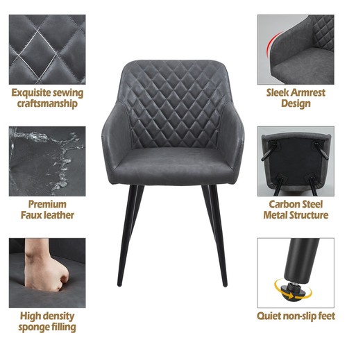 2 Pcs Dining Chairs Armchair PU / Velvet Kitchen Dining Room Restaurant Office - Picture 203 of 219