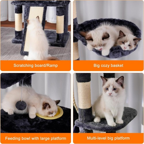78” Multi-Level Cat Tree Tower Condo for Large Indoor Cats Scratching Posts - Picture 8 of 11