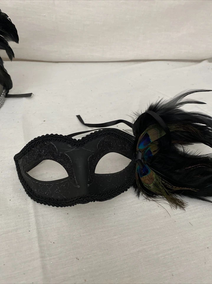 Lot Of 2 Women Girl Sexy Lace Eye Mask for Halloween Masquerade Party & Black - Image 3 of 4