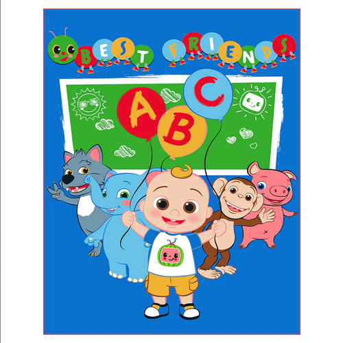 Cocomelon JJ Best Friends weiche Raschel Twin/Full Size Decke 60" x 80" - Bild 1 von 2