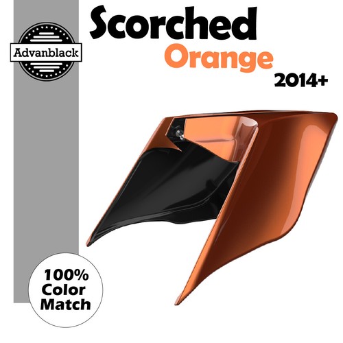 For Harley Touring Glide 14+ SCORCHED ORANGE Stretched Extended Side Covers - Picture 7 of 7