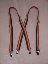 Men's X Style Suspenders, Rainbow Stripes, with Belt Loop Snaps, USA Made