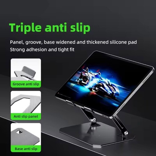 Metal Tablet Holder for Home Office Kitchen Travel Easy Foldable for 11in/12inch - Photo 5/10