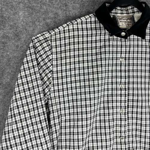 Wrangler Shirt Womens XL White Black Plaid Button Up Western Cowgirl - Picture 3 of 16