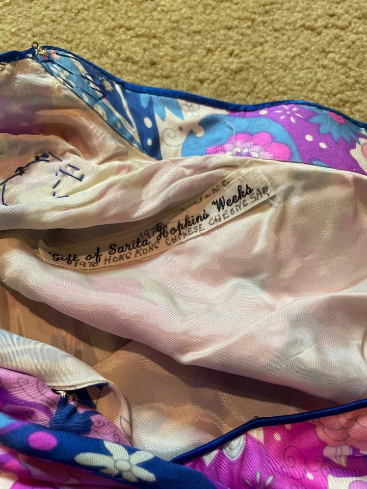 Vintage 60s HONG KONG Qipao Cheongsam Sarita Hopkins Weeks Formal Floral Dress S - Image 2 of 4