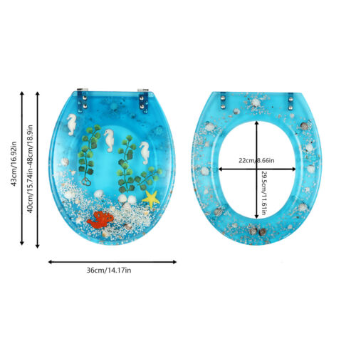 Asiento de inodoro de resina tipo U/V, asiento de acuario conchas de peces mar azul concha de asiento de inodoro - Imagen 17 de 21