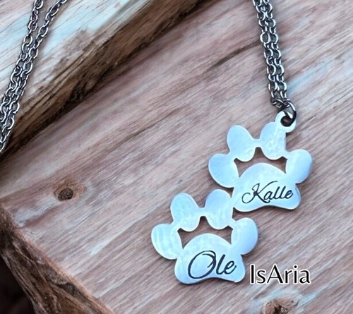 Edelstahl Halskette -2er Hundepfoten/ Katzenpfoten/Erinnerungs-Schmuck/mit Namen - Bild 2 von 4