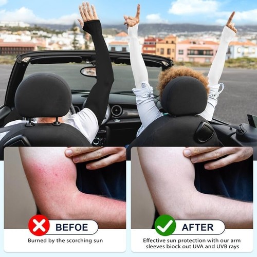 Arm Sleeves for Men Women Upf 50 Compression UV Sun Protection Cooling Arm Cover - Picture 4 of 25