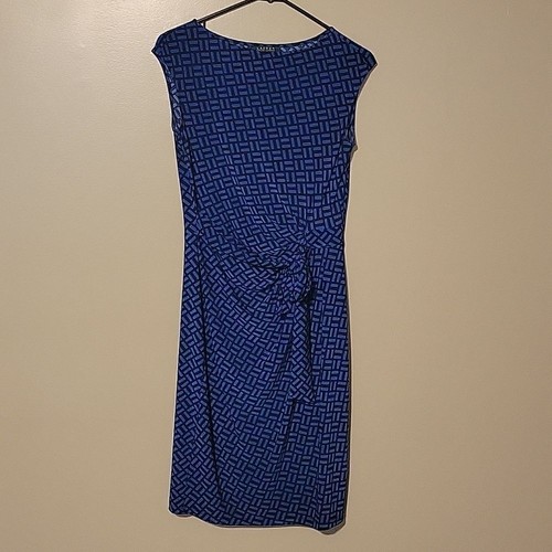 Ralph Lauren Printed Sleeveless Midi Dress Blue And Black Womens 4