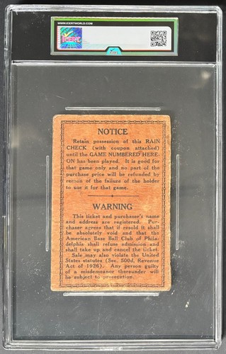 1929 World Series Game 5 Ticket Stub iCert Graded MLB Baseball Cubs Athletics - Picture 4 of 5