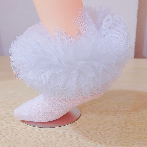 2 Pairs Kids Girls Short Socks Mesh Ruffle Ankle Breathable Wedding Party Dance - Picture 9 of 16